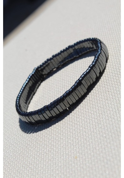 Doğal Hematit Stres Bilekliği 19 Cm Unisex Erkek Kadın Şık Minimal Tasarım Doğal Taş Bileklik Gri Gri