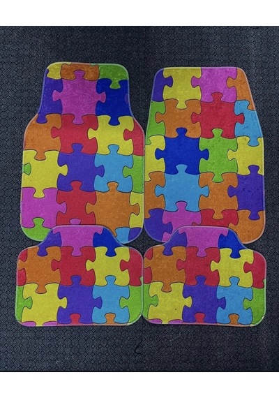 Lego Puzzle Desen Kaymaz Taban Dekoratif Oto Halı Paspas Üniversal Yıkanabilir Kancalı Kumaş Anahta