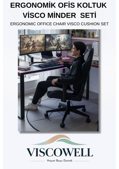 Visco Ergonomik Ofis Koltuk Minder Seti %100 Visco