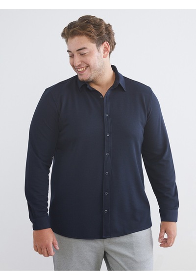 Lcw Vision Lacivert Büyük Beden Slim Fit Uzun Kollu Erkek Gömlek
