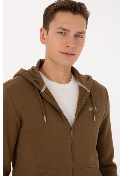 U.S. Polo Assn. Erkek Regular Fit Haki Şardonlu Örme Hırka 50313755-VR027