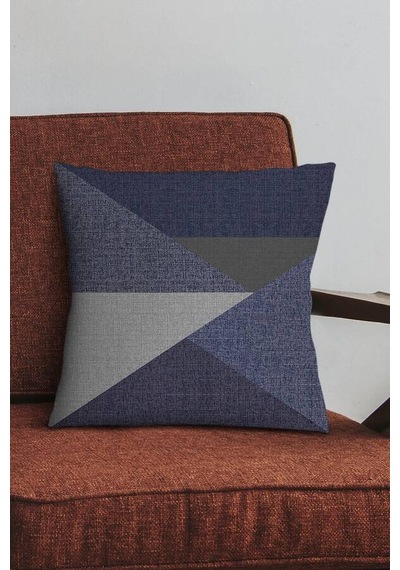 Lacivert Geometrik Desenli Çift Taraf Kırlent Kılıfı Krl1127n11