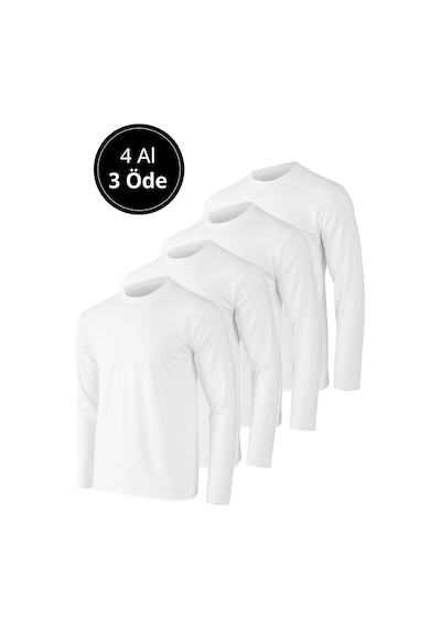 Rich Erkek Beyaz 4'lü Paket Basic Uzun Kollu Tişört Sporcu Body T-shirt Beyaz Rich Erkek Beyaz 4'lü Paket Basic Uzun Kollu Tişört Sporcu Body T-shirt Beyaz
