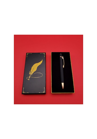 4 Adet Siyah Rubber Touchpen Kalem Metal Tükenmez, Dokunmatik Silikon Uçlu Stylus, Şık Karton Kutu, Tüylü Baskılı 1