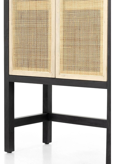 Noir Masif Ahşap Rattan Detaylı Büfe Dolap
