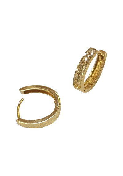 12.5mm Oval Kalemli Halka Küpe 14 Ayar Altın Hd Videolu Sarı