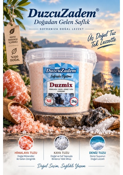 Duzmix 2000 Gr Kova Himalaya,kaya Tuzu Ve Deniz Tuzu Extra Mineralli Tuz