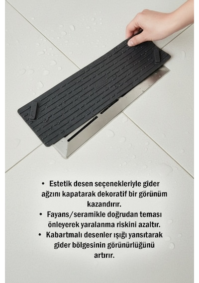 Siyah Uzun Ve Siyah Kare Silikon Gider Kapağı 2'li Set Koku Önleyici Banyo Mutfak Gider Tıkacı