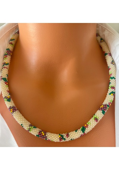 Chichibeads Günlük Şıklık El Yapımı Kolye Bileklik Set Beyaz - Yeşil