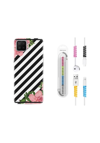 Oppo A73 Kılıf Kablo Koruyuculu Strip Flowers 2 1409