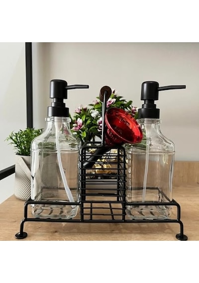 2&apos Li Cam Dispenser Seti Metal Taşıyıcılı Sıvı Sabun & Deterjan Pompa Şişeleri, Endüstriyel Mutfak & Banyo Organizer 000 Açık Krem 2&apos Li Cam Dispenser Seti Metal Taşıyıcılı Sıvı Sabun & Deterjan Pompa Şişeleri, Endüstriyel Mutfak & Banyo Organizer 000 Açık Krem