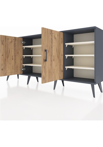 Arges Konsol 9 Raflı 2 Kapaklı 176x30x83 Antrasit-çam/aytaşı Çam/aytaşı Arges Konsol 9 Raflı 2 Kapaklı 176x30x83 Antrasit-çam/aytaşı Çam/aytaşı