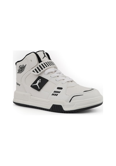 Cool King Jorans Uzun Boğazlı Ortopedik Taban Unisex Çocuk Spor Ayakkabı Beyaz