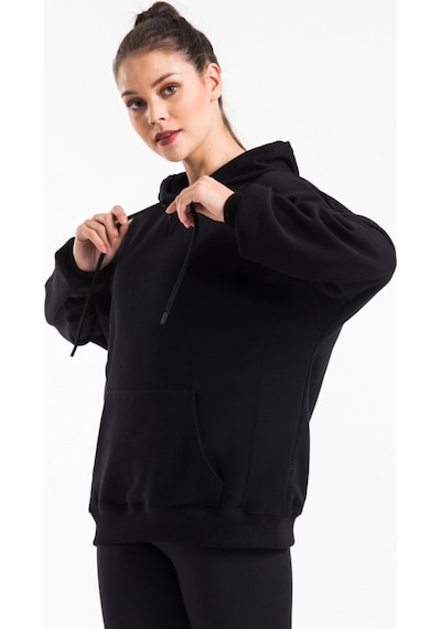 Startmore Caya Kadın Siyah Kapüşonlu Sweatshirt Cy84194 Siyah