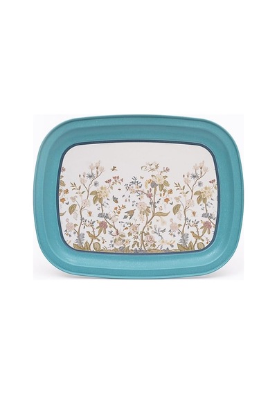 -ee171-9f Botanica Blue Desenli Oval Tepsi 24x31 Cm Botanica Blue