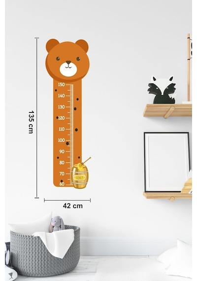 MSticker Sevimli Ayıcıklı Çocuk Bebek Odası Boy Cetveli Sticker(42X135Cm)