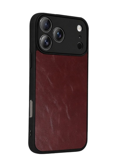 Apple iPhone Uyumlu 17 Pro Aras Deri Kapak - Bordo Bzsxx00 1