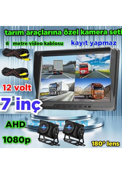7 İnç Kayıtsız Monitör 2 Adet 180'' Geniş Açılı Ahd Kamera 12 V