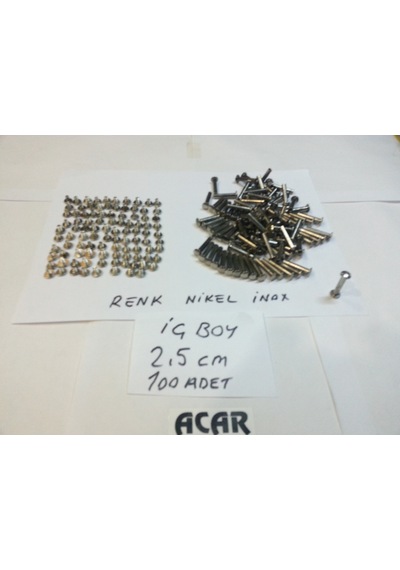 2.5 CM Dosya Klasör Menü Kartela Vidası Nikel Inox Renk 100 Adet