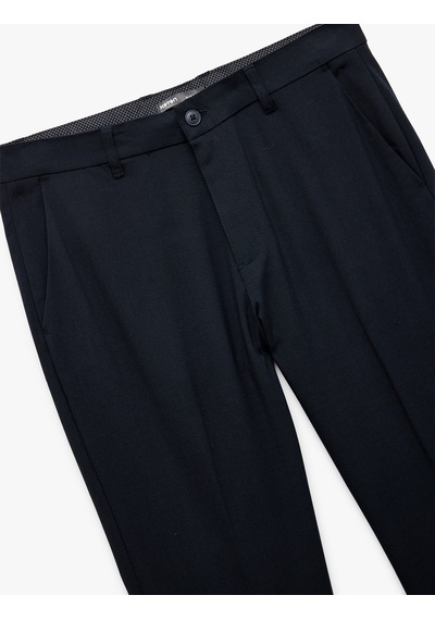 Koton Normal Bel Slim Fit Düğmeli Cep Detaylı Kumaş Pantolon Lacivert 6wam40078hw Lacivert