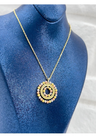 Üç Renkli Dorika Model Kadın Gümüş Set Takımı Gümüş
