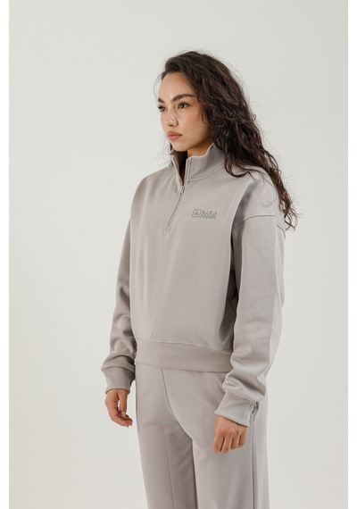 Airlife Bolder Fz.7 Yarım Fermuarlı Kadın Dik Yaka Sweatshirt Gri