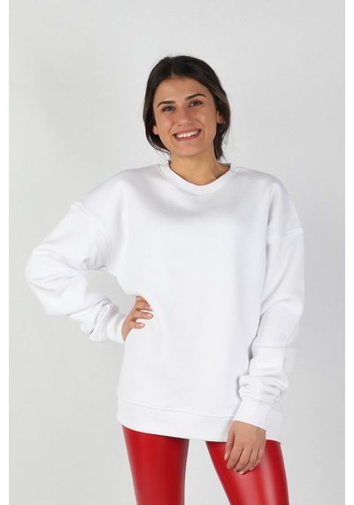 Kadın Sıfır Yaka Baskılı Sweatshirt 001