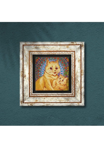 Louis Wain Kediler Taş Duvar Tablosu - Çerçeveli Taş Tablo - Dekoratif Duvar Sanatı - Modern Ev Ve Ofis Duvar Dekoru T1-315