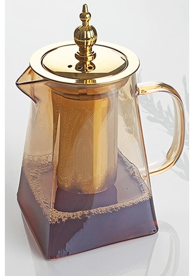 Borosilikat Cam Amber Demlik 750ml Süzgeçli Bitki Demliği Çok Renkli