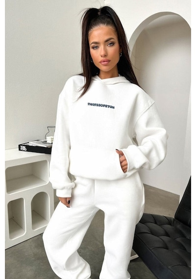 That So Fetch Eşofman Takımı Sweatshirt Jogger - Beyaz Baskılı Oversize Şardonlu Kapüşonlu Beyaz That So Fetch Eşofman Takımı Sweatshirt Jogger - Beyaz Baskılı Oversize Şardonlu Kapüşonlu Beyaz