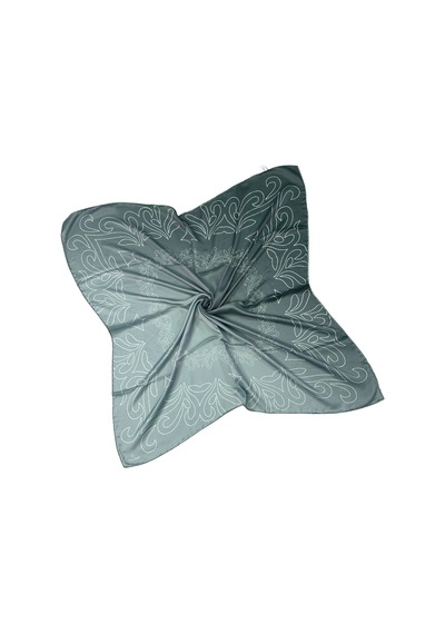 Mim Eşarp Valino Degrade Desenli Şifon Eşarp 90x90 Cm Gri - Füme