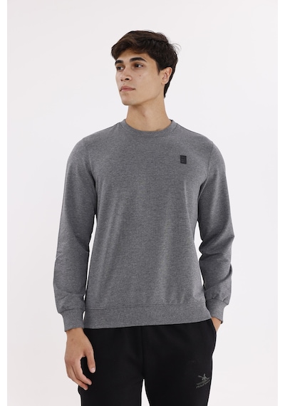 Rowinger Minimal Logolu Bisiklet Yaka Ribana Manşetli Rahat Kalıp Mevsimlik Sweatshirt A.melanj