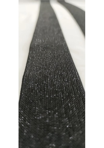 4cm Genişlikte Düz Siyah Simli Lastik Şerit / 1 Metre