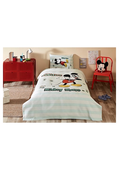 Özdilek Tek Kiş. Lastikli Çarşaf Pike Tak. Mickey Mouse Positive
