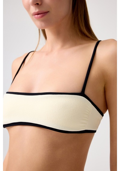 Los Ojos Melodi Krem-siyah Dokulu Bikini Üstü Bandeau Top Krem-siyah
