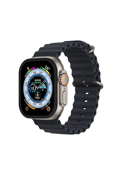 Apple Watch Ultra 49mm Uyumlu Alüminyum Kasa Cam Ekran Koruyucu - Siyah