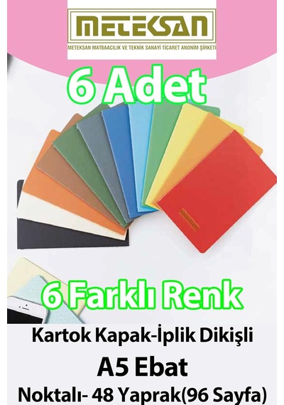 Meteksan 6'li A5 Ebat 15x21cm 6'li Karışık Renkli Genel
