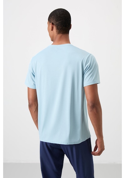 Tommy Life Açık Mavi Polyester Nefes Alan Dokulu İnce Esnek Standart Fit Erkek Performans T-shirt - 88385 Açik Mavi