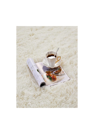 Krem Oval Post Halı Peluş Yumuşak Kaymaz Dot Taban Makinada Yıkanabilir Yolluk Krem