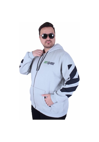 Moc Grande Mocgrande Büyük Beden Kapüşonlu Fermuarlı 3ip Sweat Mg 25718 Grı Gri