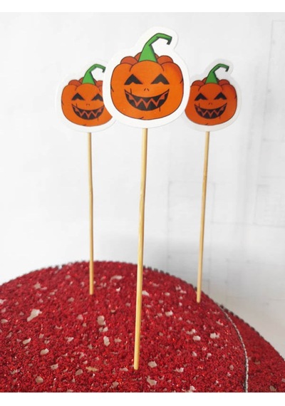 15 Cm Uzun Kürdan - 30 Adet Karton Bal Kabağı Kürdanı Turuncu - Hallowen Cadılar Bayramı Kürdanı