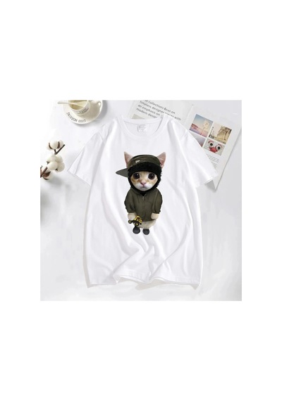 Tarzsokak Tonka T Shirt İle Yeat Kitty Erkekler Komik Sevimli Kedi Grafik Tee % Baskılı Tişört Pamuk Te 2821 Beyaz