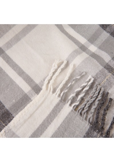 Soft Sim İp Detaylı Skoç Koltuk Şalı - Gri - 130x170 Cm Renkli