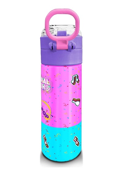 Coral High Kids Pembe Turkuaz K-pop Desenli Pipetli Ve Direkt İçim Çelik Termos 500 Ml 31865 Turkuaz - Mavi