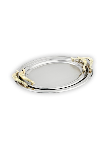 Schafer Ela 2 Li Oval Çay Tepsisi-platin01