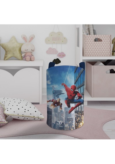 Mekta Home Bebek Ve Çocuk Odası Iron Man Ve Spider Man Desenli Oyuncak Sepeti Renkli Çok Renkli