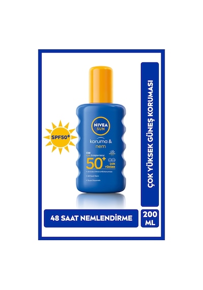 NIVEA Sun  Güneş Koruyucu Nemlendirici Vücut Spreyi SPF50 200 ML + Karoten Doğal Bronzlaştırıcı Sprey 200 ML
