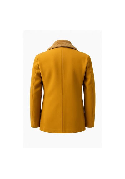 Plus Scorpion Erkek Kürklü Yaka Kaşe Kaban Slim Fit Çift Düğmeli Kışlık Mont Hardal Sarısı Plus Scorpion Erkek Kürklü Yaka Kaşe Kaban Slim Fit Çift Düğmeli Kışlık Mont Hardal Sarısı