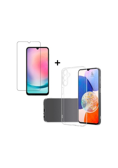 Samsung Galaxy A24 Uyumlu Kılıf Esnek Silikon Telefon Kılıfı Ve Temperli Cam Ekran Koruyucu