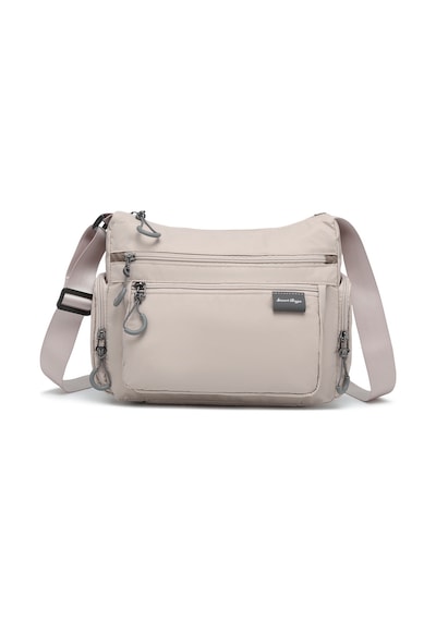 Smart Bags Bej Orta Boy Çok Cepli Su Geçirmez Ultra Hafif Kumaş Kadın Çapraz Çanta